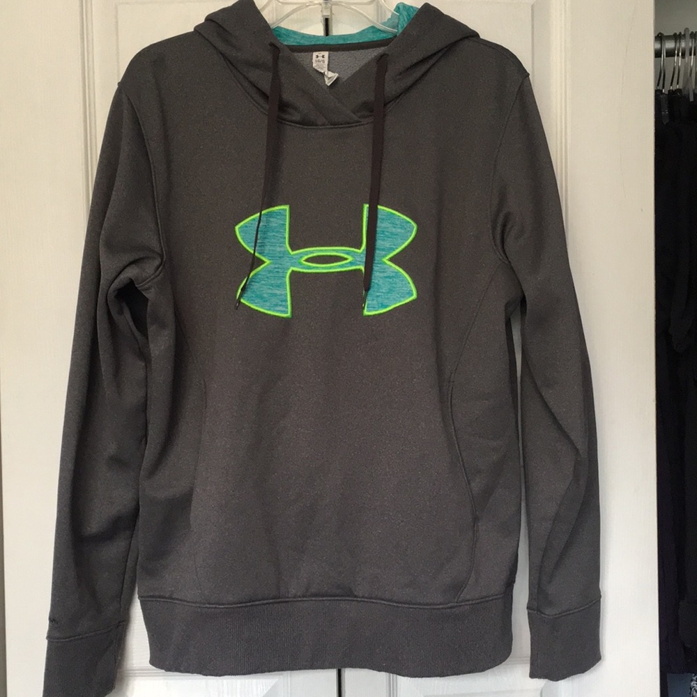 Under Armour Gray Hoodie with Neon Green Logo